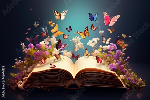 a book with butterflies flying out of it © Eugen