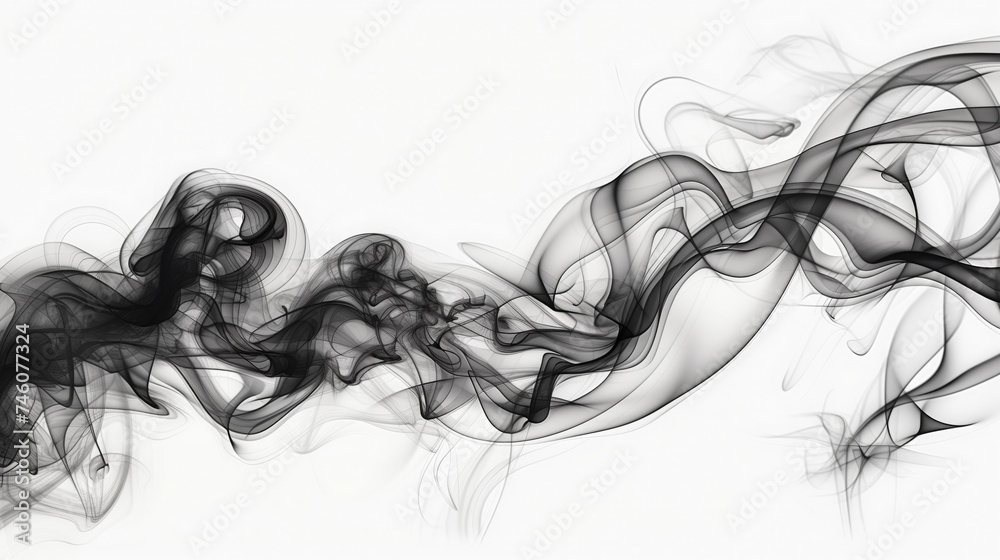 Graceful swirls of smoke in black and white creating a dynamic abstract Graceful swirls of smoke in black and white creating a dynamic abstract