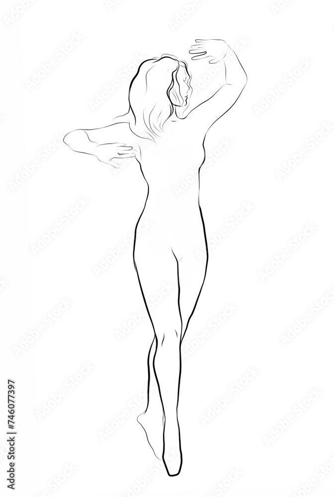 sketch of a dancing girl sketch of a dancing girl