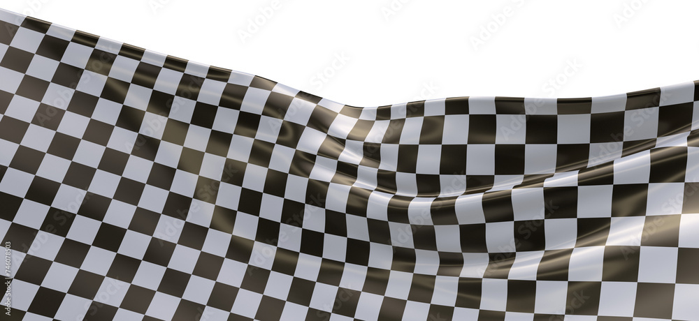 Fototapeta premium Image of motor racing black and white checkered finish flag waving