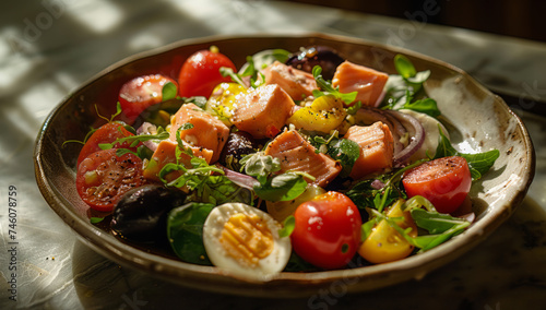 Salade Nicoise with tuna, eggs and potatoes