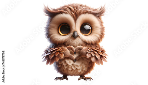 Illustration of owl with heart shaped paws