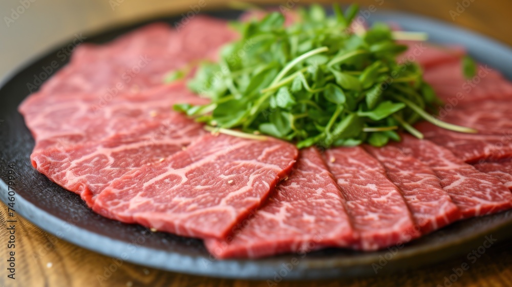 a close up of a plate of food with meat and veggies on a wooden table with a wooden table top. a close up of a plate of food with meat and veggies on a wooden table with a wooden table top.