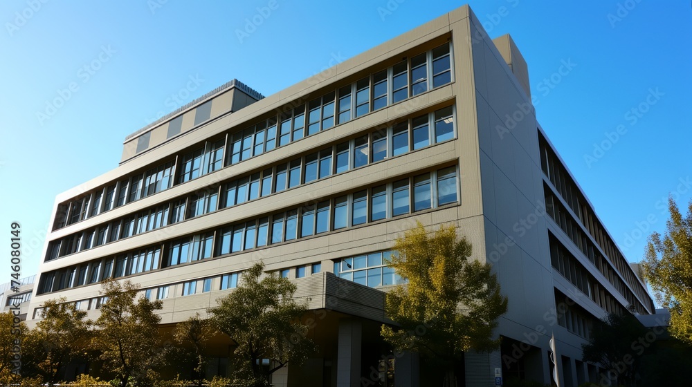 a large building with many windows a large building with many windows