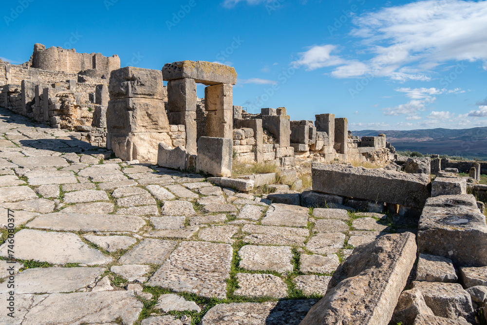Dugga, Ancient Roman temple, sights of Tunisia, historical buildings