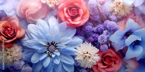 Flower Wallpaper with the Word 'Flowers,Isolated flower on a solid background,Beautiful floral arrangement with a place to insert text top view on gradient background
 photo