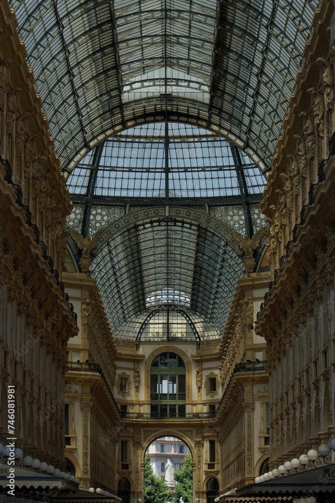 Beautiful architecture of the Galleria Vittorio Emanuele II - center of Milan
