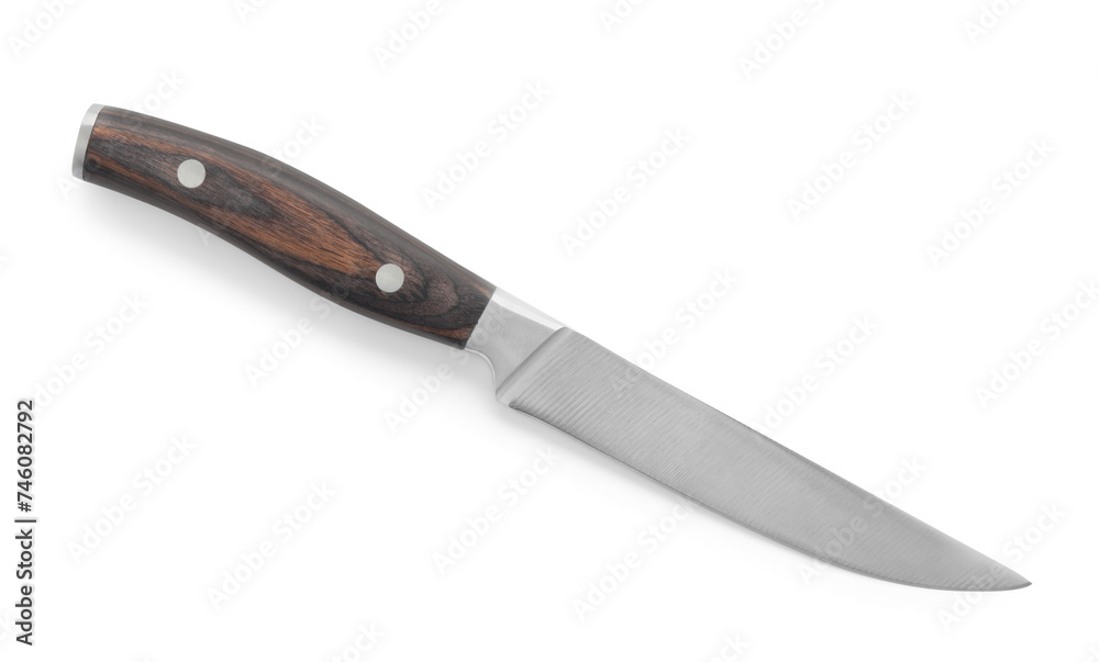 One sharp knife isolated on white, top view One sharp knife isolated on white, top view