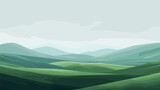 Beautiful vector illustration of calm green hills in neutral colors for print and web.