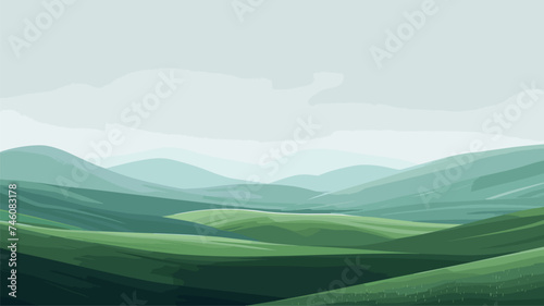 Beautiful vector illustration of calm green hills in neutral colors for print and web.