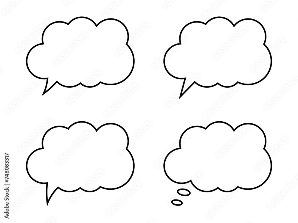 Thought bubble line icon. Speech or think bubble, empty communication cloud. Set of vector design elements. Editable stroke. Thought bubble line icon. Speech or think bubble, empty communication cloud. Set of vector design elements. Editable stroke.