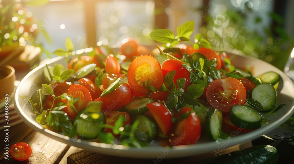 summer salad of tomatoes and cucumbers summer salad of tomatoes and cucumbers