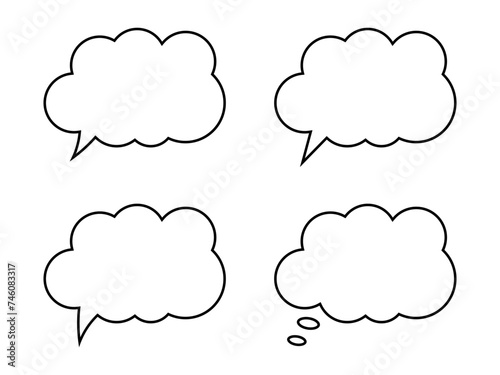 Thought bubble line icon. Speech or think bubble, empty communication cloud. Set of vector design elements. Editable stroke.