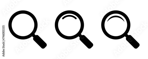 Magnifying glass icon, vector magnifier or loupe sign. Web search icon.