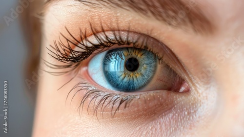 macro shot of the human eye blue color