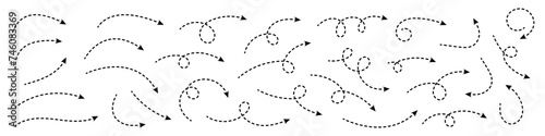 Curved dotted arrow. Zigzag arrow stripes design with dotted lines.