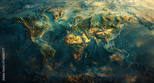 3D world map illustration	

