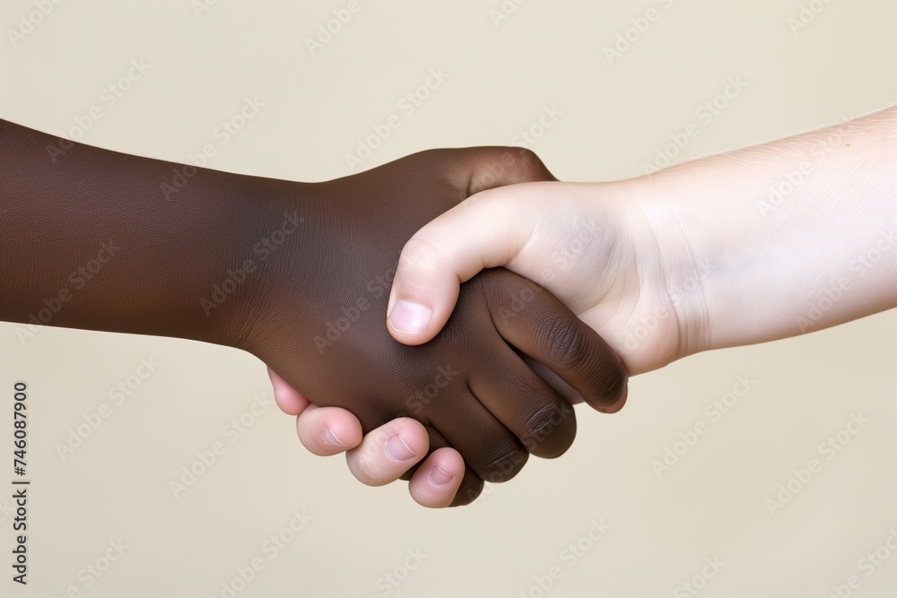 Diverse handshake representing friendship and agreement Diverse handshake representing friendship and agreement