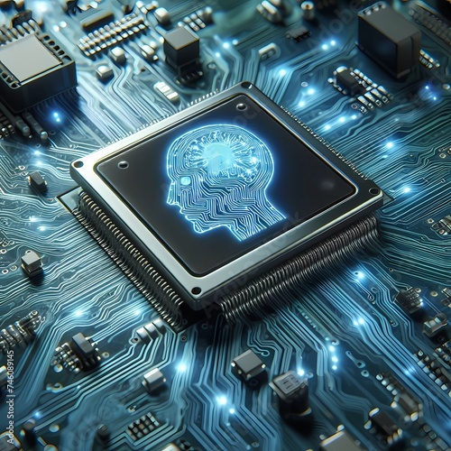 Detail of an electronic circuit board. Concept of artificial intelligence.  (ID: 746089145)