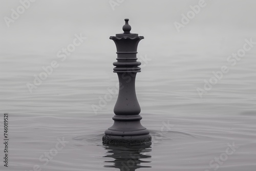 Solitary chess queen standing in serene water © GMZ