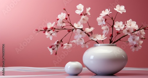 Sakura flowers cherry blossom branch on bright background