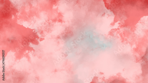 Fototapeta Naklejka Na Ścianę i Meble -  Pink coral soft color sky background with clouds. Beautiful abstract color white and pink marble on white background,