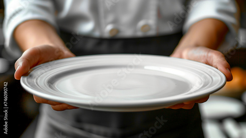 Waiter Holding an Empty Tray photo