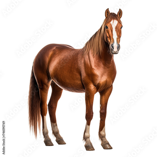 Brown horse on white or transparent background