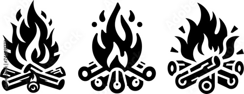 Campfire Icons Black Set