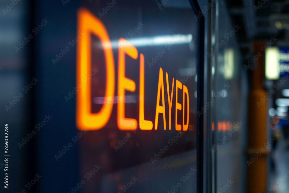 delayed sign in an airport or train station