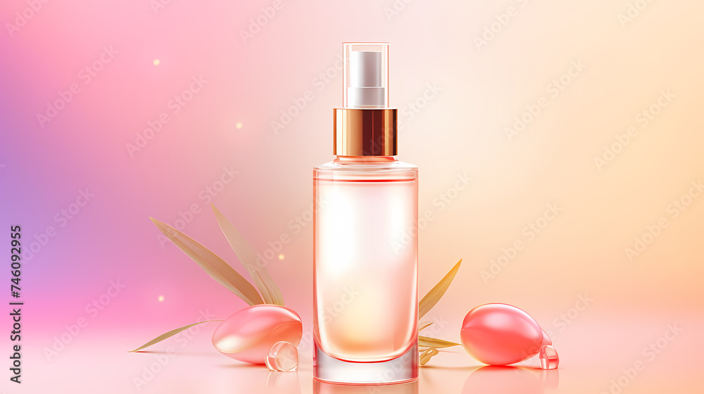Cosmetic bottles on background, advertising shoot Cosmetic bottles on background, advertising shoot