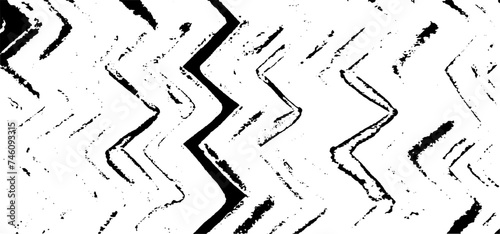 Monochrome texture composed of irregular graphic elements. Distressed uneven grunge background. Abstract vector illustration. Overlay for interesting effect and depth. Isolated on white background.