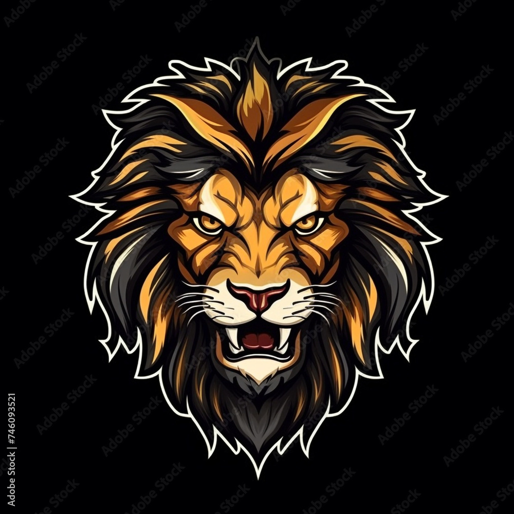 logo lion on black background сreated with Generative Ai logo lion on black background сreated with Generative Ai