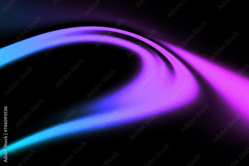 Pink blue grainy colorful background.
Abstract glowing gradient lines on black backdrop. 
Design for banners, posters and headers.
