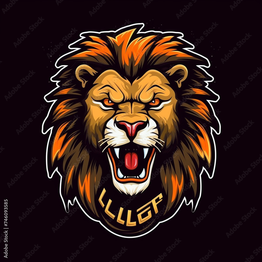 logo lion on black background сreated with Generative Ai