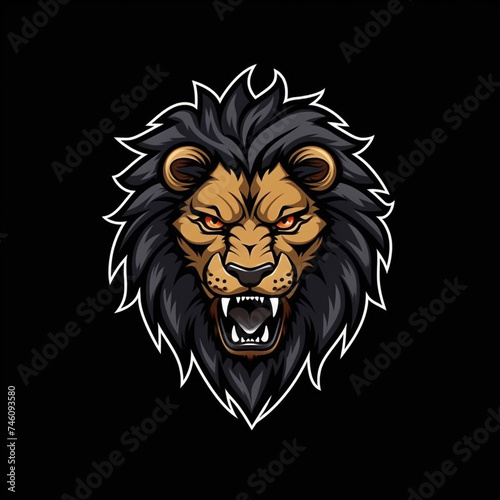 logo lion on black background   reated with Generative Ai