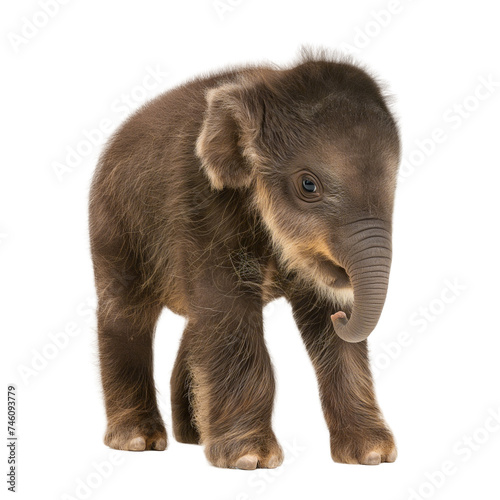 Baby Woolly Mammoth Calf Isolated on Transparent Background