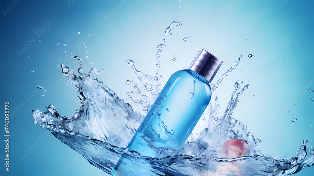 Cosmetic bottles on background, advertising shoot Cosmetic bottles on background, advertising shoot