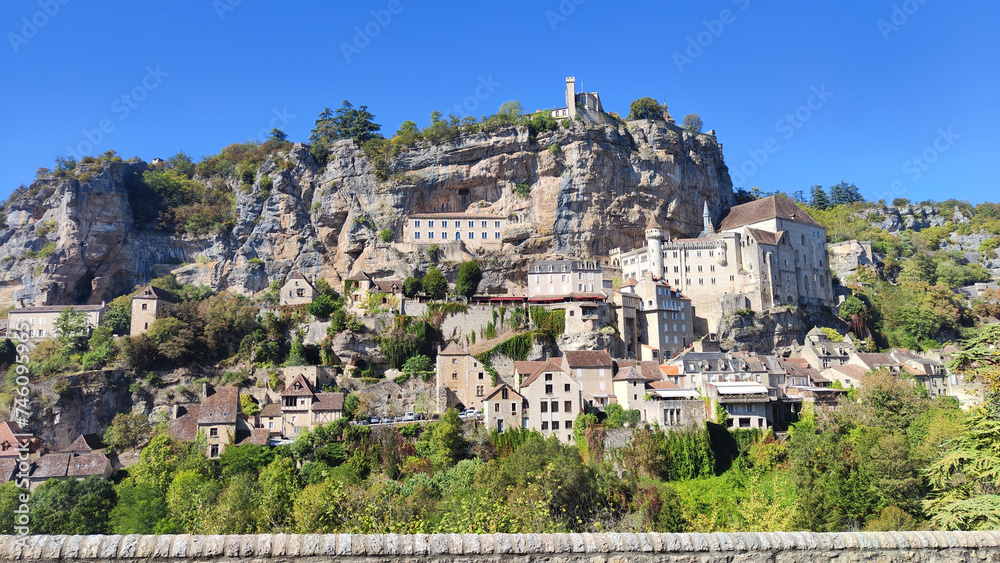 The town of Rocamadour in France is built into the rock mountain. It is a very beautiful picturesque town