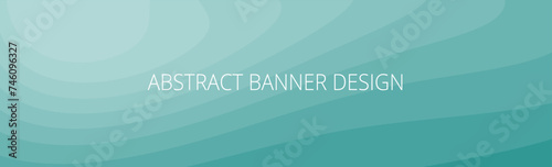 Teal green and white abstract banner with wavy pattern and gradient shades, dynamic curve shapes. Background template	
