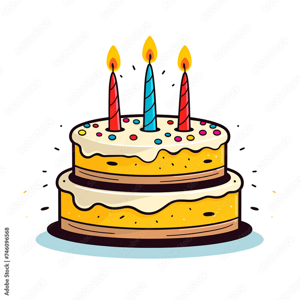 cake, sharp clean and bold black lines, triadic Flat color, isolated on white сreated with Generative Ai cake, sharp clean and bold black lines, triadic Flat color, isolated on white сreated with Generative Ai