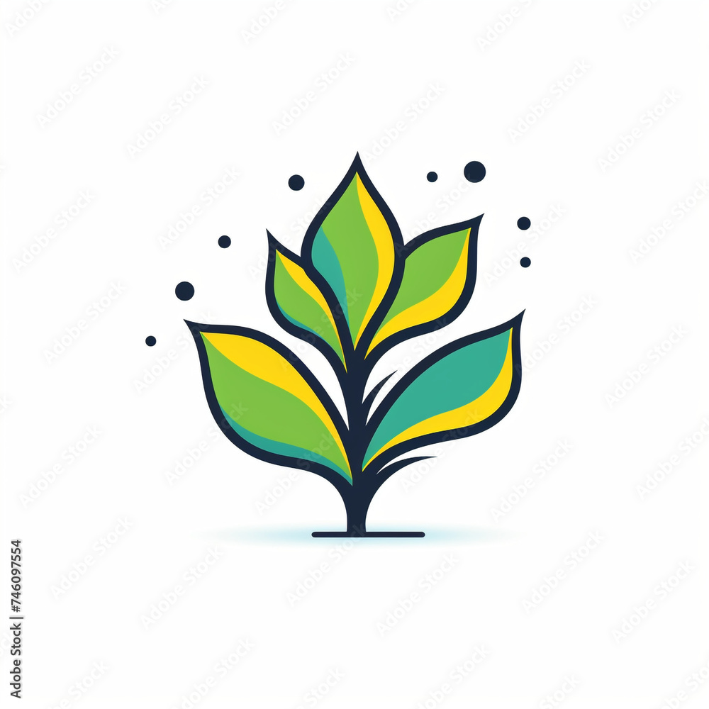 ecology sprout, sharp clean and bold black vector lines, triadic Flat color, isolated on white сreated with Generative Ai ecology sprout, sharp clean and bold black vector lines, triadic Flat color, isolated on white сreated with Generative Ai