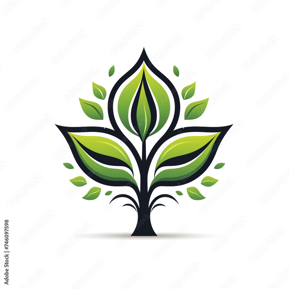 Naklejka premium ecology sprout, sharp clean and bold black vector lines, triadic Flat color, isolated on white сreated with Generative Ai