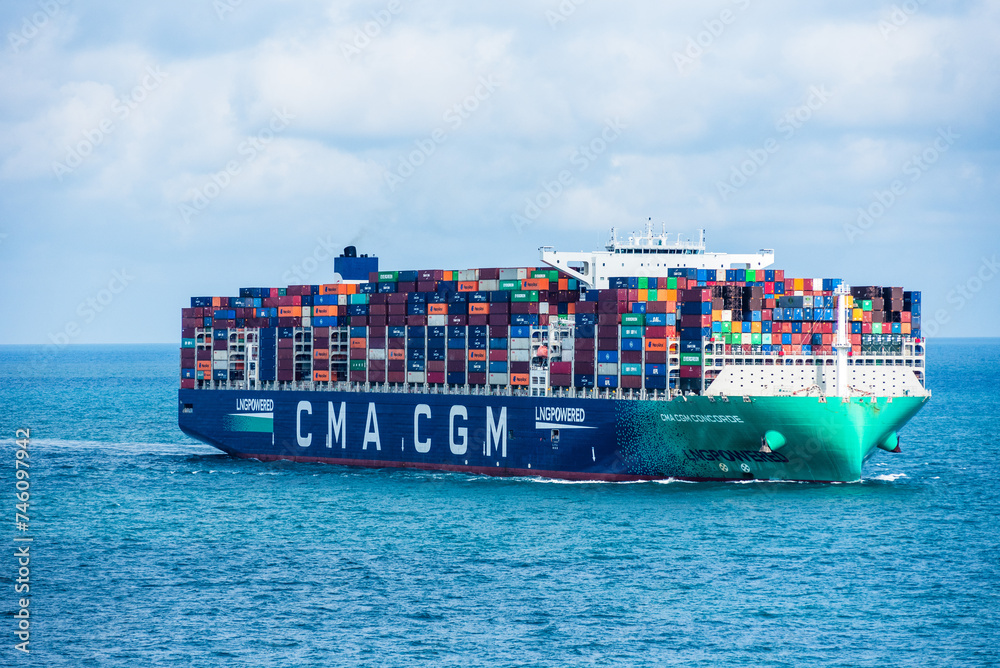 "CMA CGM CONCORDE" lng powered large container ship sailing through the ...