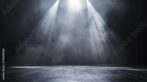 Dramatic Spotlight on a Dark Stage with Mist
