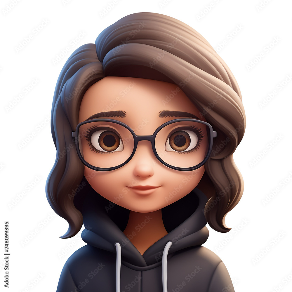 memoji cute woman on white background сreated with Generative Ai memoji cute woman on white background сreated with Generative Ai