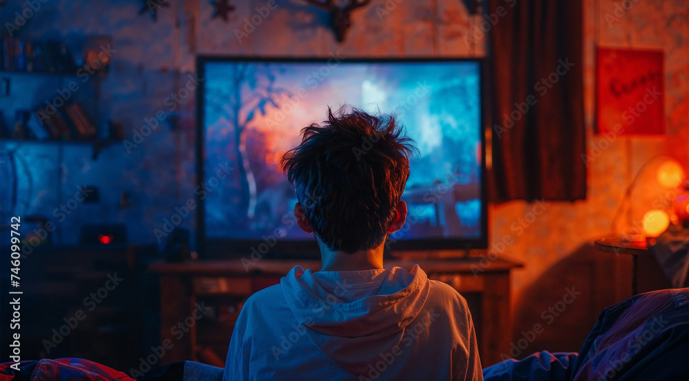 A young boy watching tv A young boy watching tv