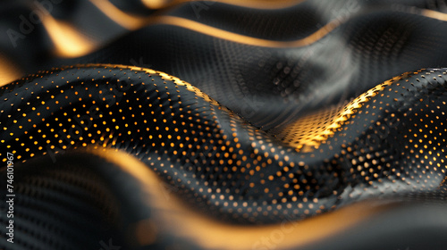 3 d illustration - abstract golden metallic texture. futuristic technology background.
