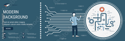 Modern flat design style vector banner template. Oil industry concept