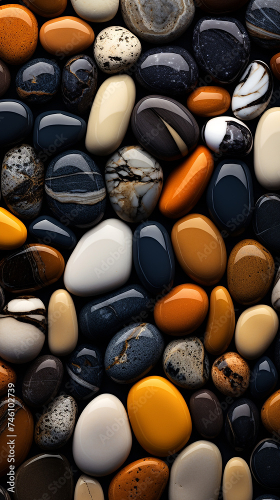 a close up of some black and white pebbles, in the style of dark navy and light amber, enchanting realms, light amber and bronze сreated with Generative Ai a close up of some black and white pebbles, in the style of dark navy and light amber, enchanting realms, light amber and bronze сreated with Generative Ai